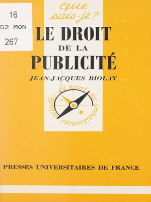cover image of Le droit de la publicité